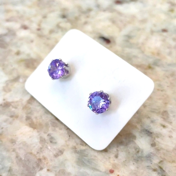 5/$25 PURPLE Rhinestone earrings Crystal AMETHYST GEM  REDUCED - Picture 2 of 4